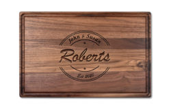 Engraved Personalized Walnut Cutting Board 17x11x.75 Inches
