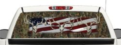 Truck SUV Deer Skull  Camo Flag Window Graphic Decal Perforated Vinyl Wrap